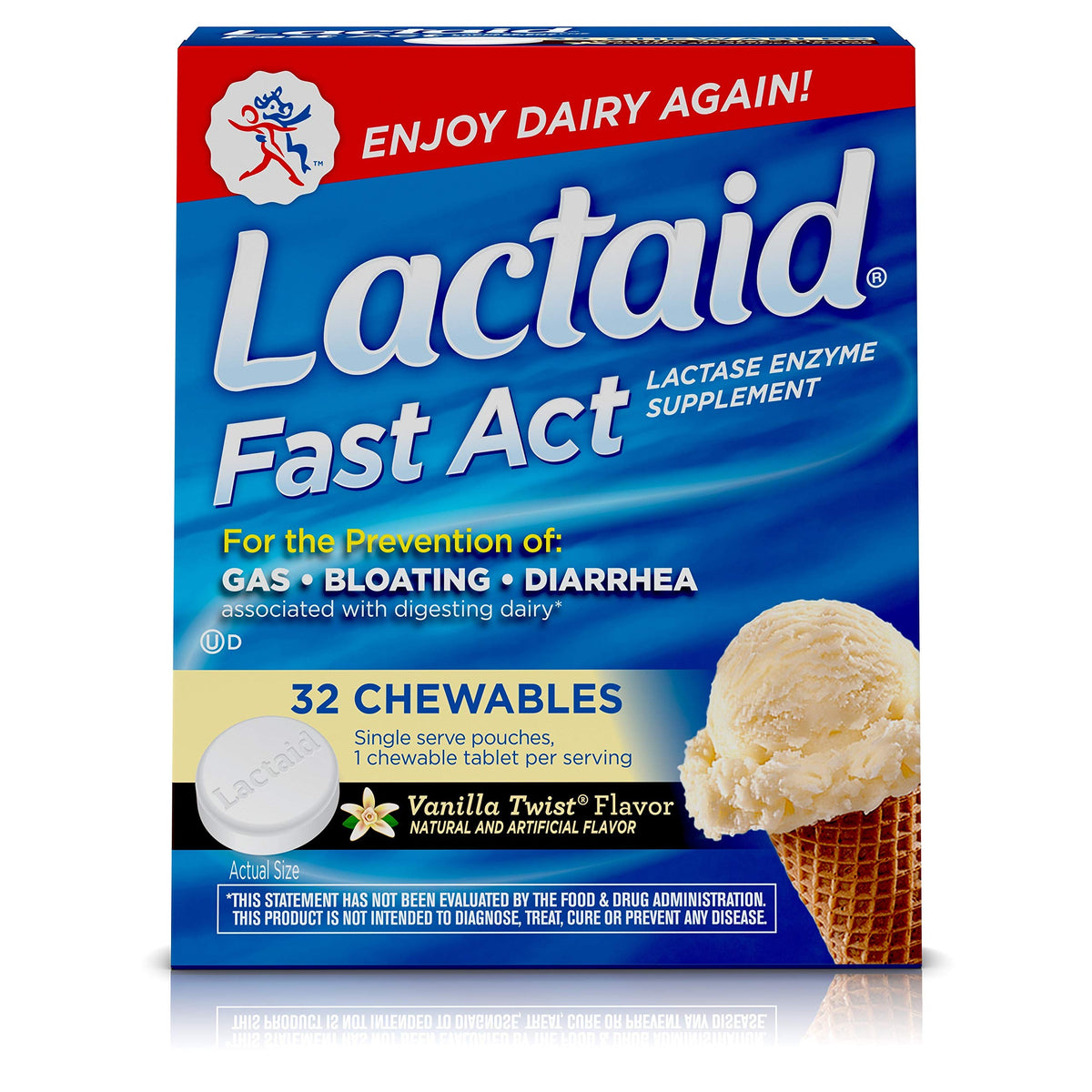 Lactose Intolerance Chewables with Lactase Enzymes, Vanilla Twist, 32 Pks of 1-ct V38237