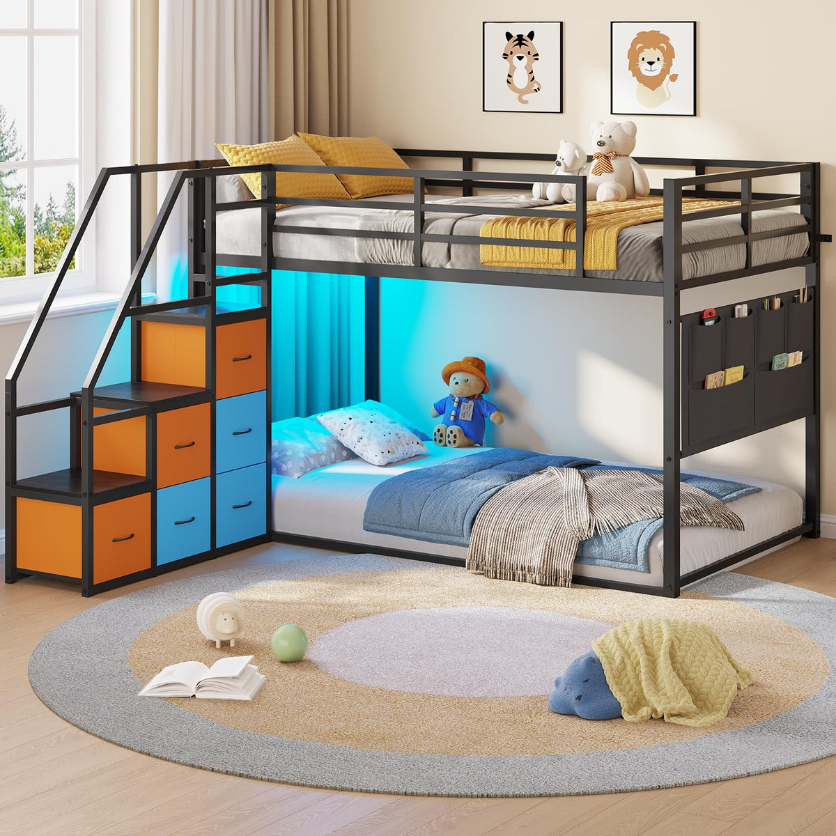 Twin Over Twin Bunk Bed with Stairs and 6 Storage Drawers C374838