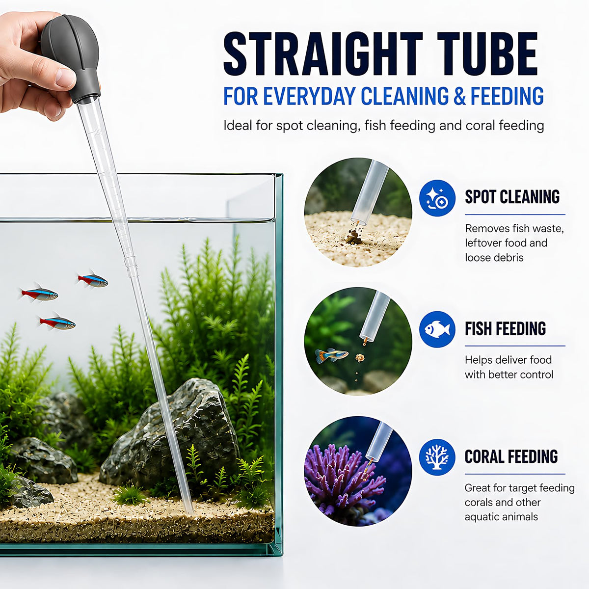 Aquarium Turkey Baster 4-in-1 Spot Cleaner and Coral Feeder 21.6 in A98106