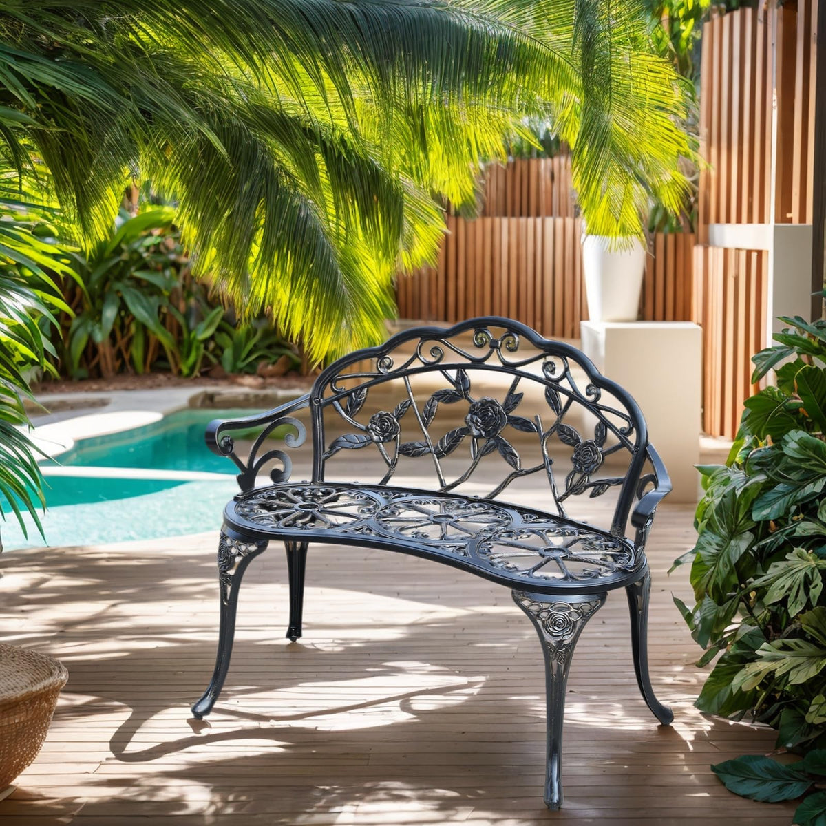 Cast Aluminium Outdoor Bench P44779