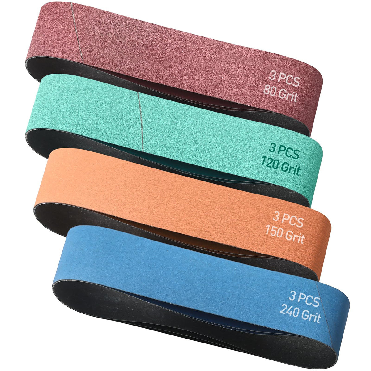 4" x 36" Assorted Grits 12 Pcs Aluminum Oxide Sanding Belts H99669