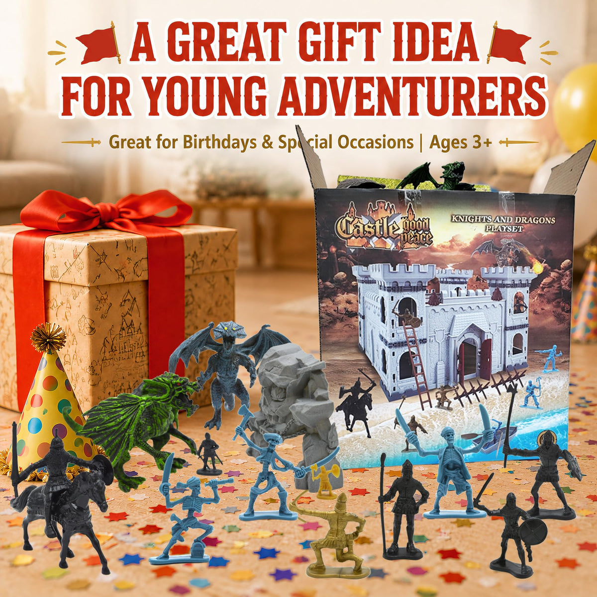 Medieval Castle Building Set with Knights and Dragon M841548