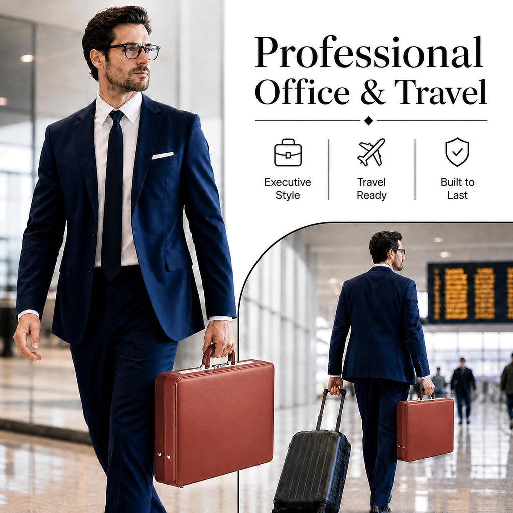 Leather Briefcase with Lock F85971