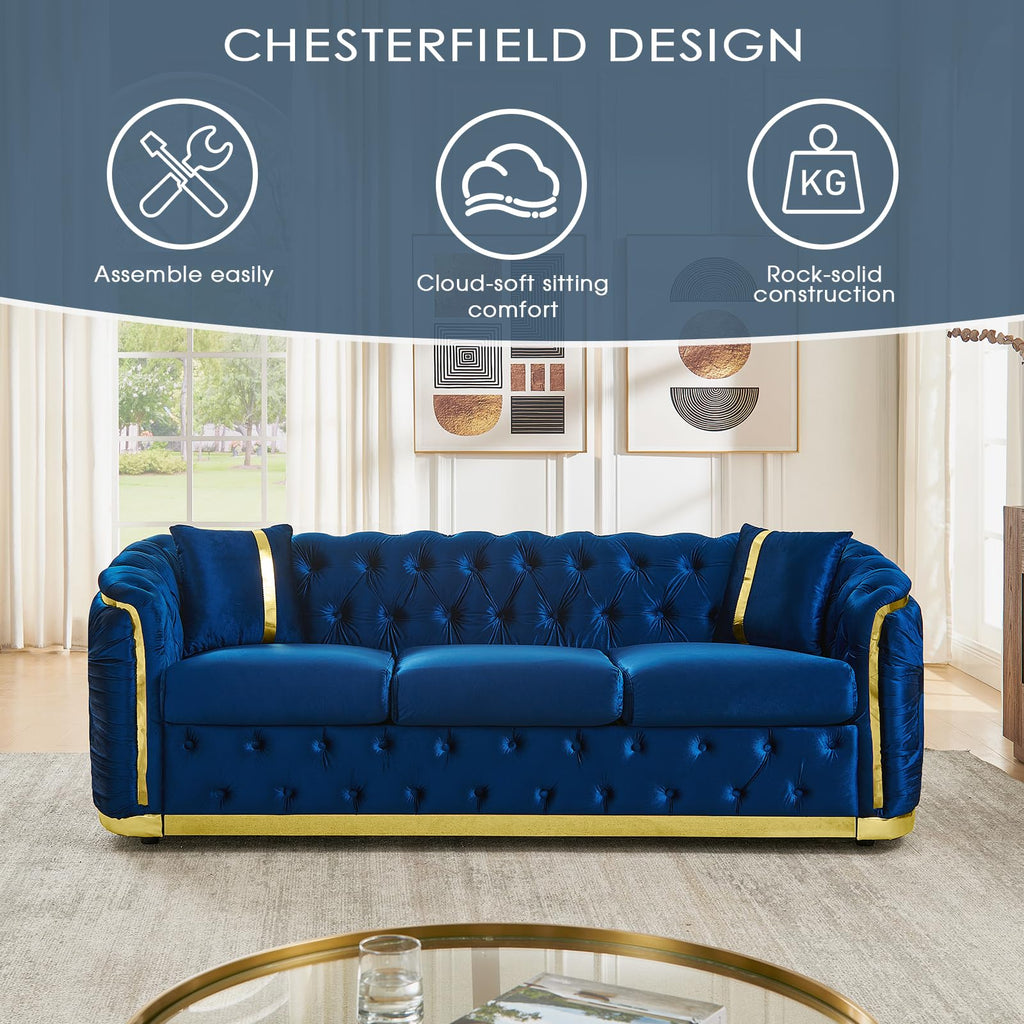 Velvet Button Tufted Chesterfield Sofa Set B7993