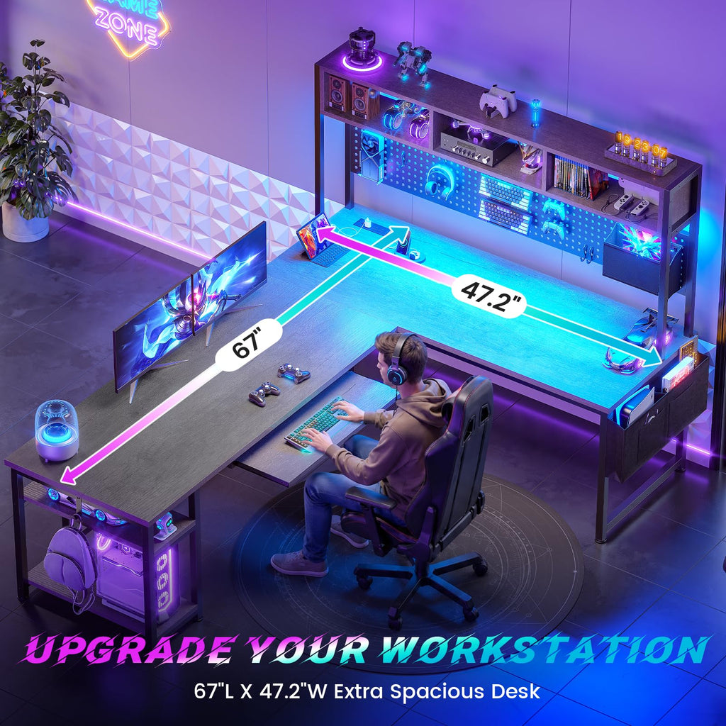 L Shaped Office Desk with Hutch K652139