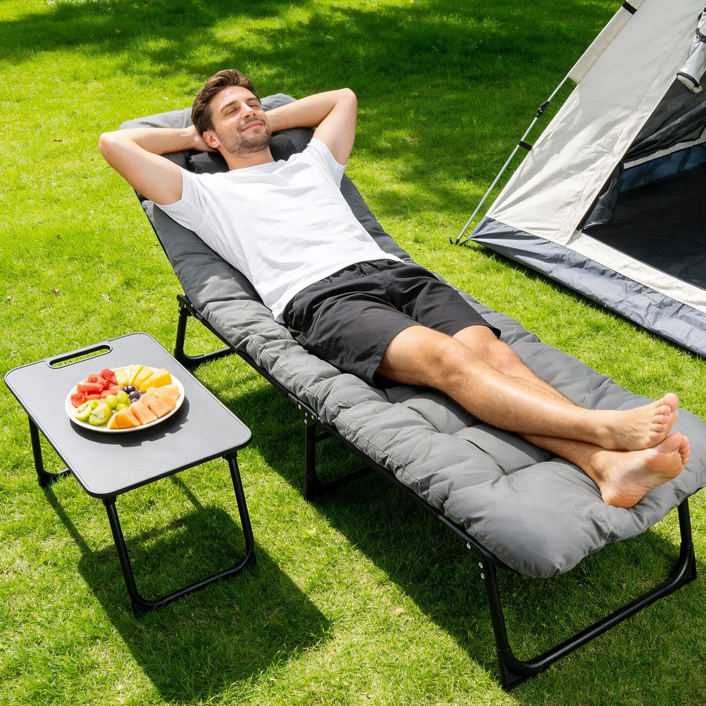 Heavy-Duty Portable Padded Camping Cot Bed with Mattress and Pillow J226