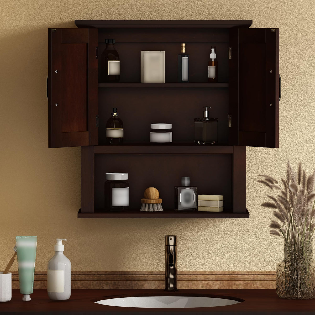 Wood Bathroom Wall Cabinet with Door Y542