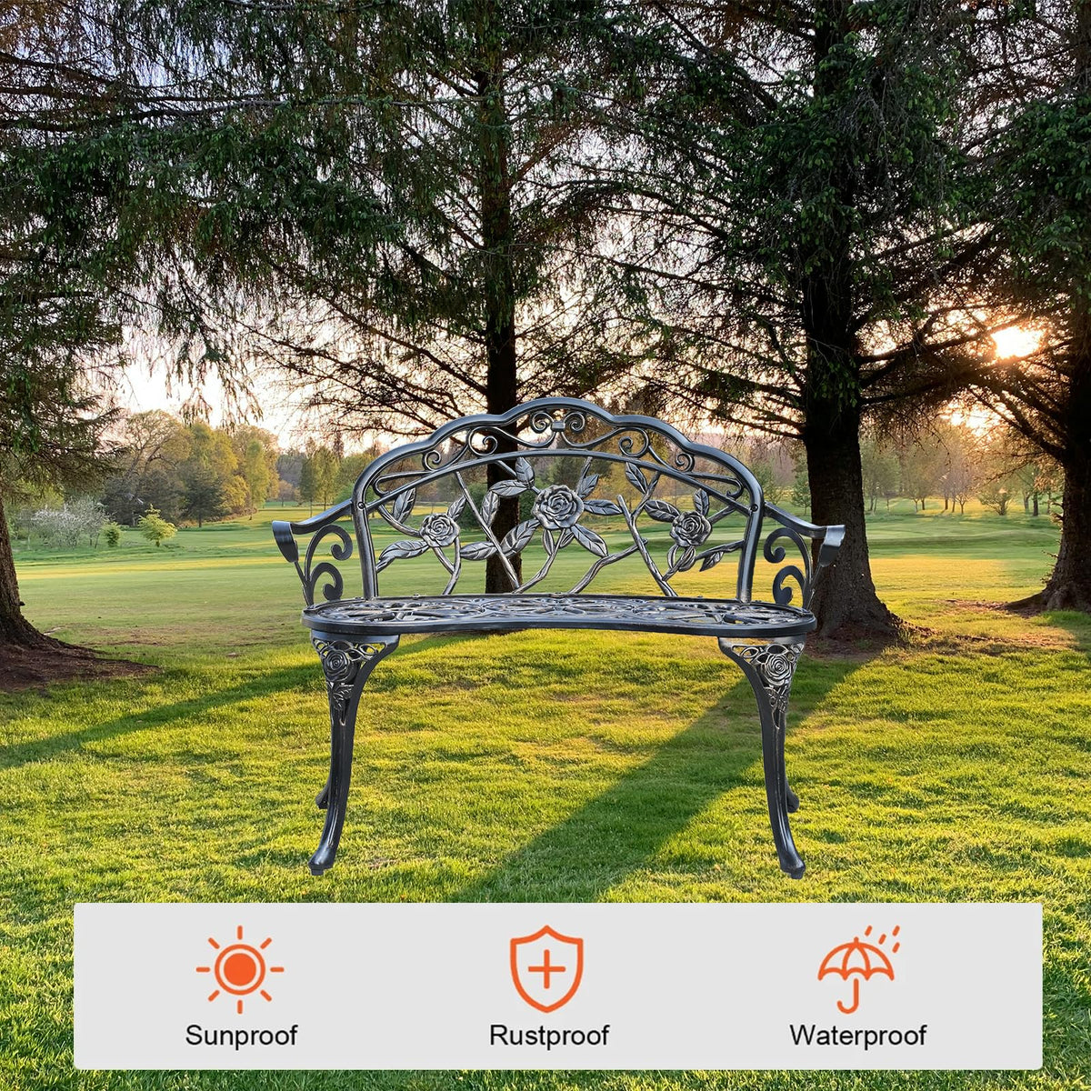 Cast Aluminium Outdoor Bench P44779