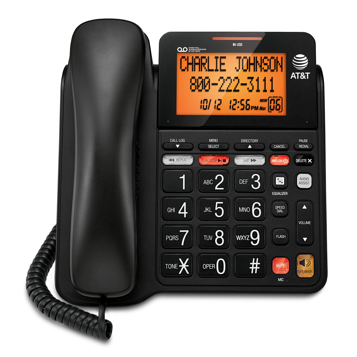 Black Corded Phone with Digital Answering System B769006